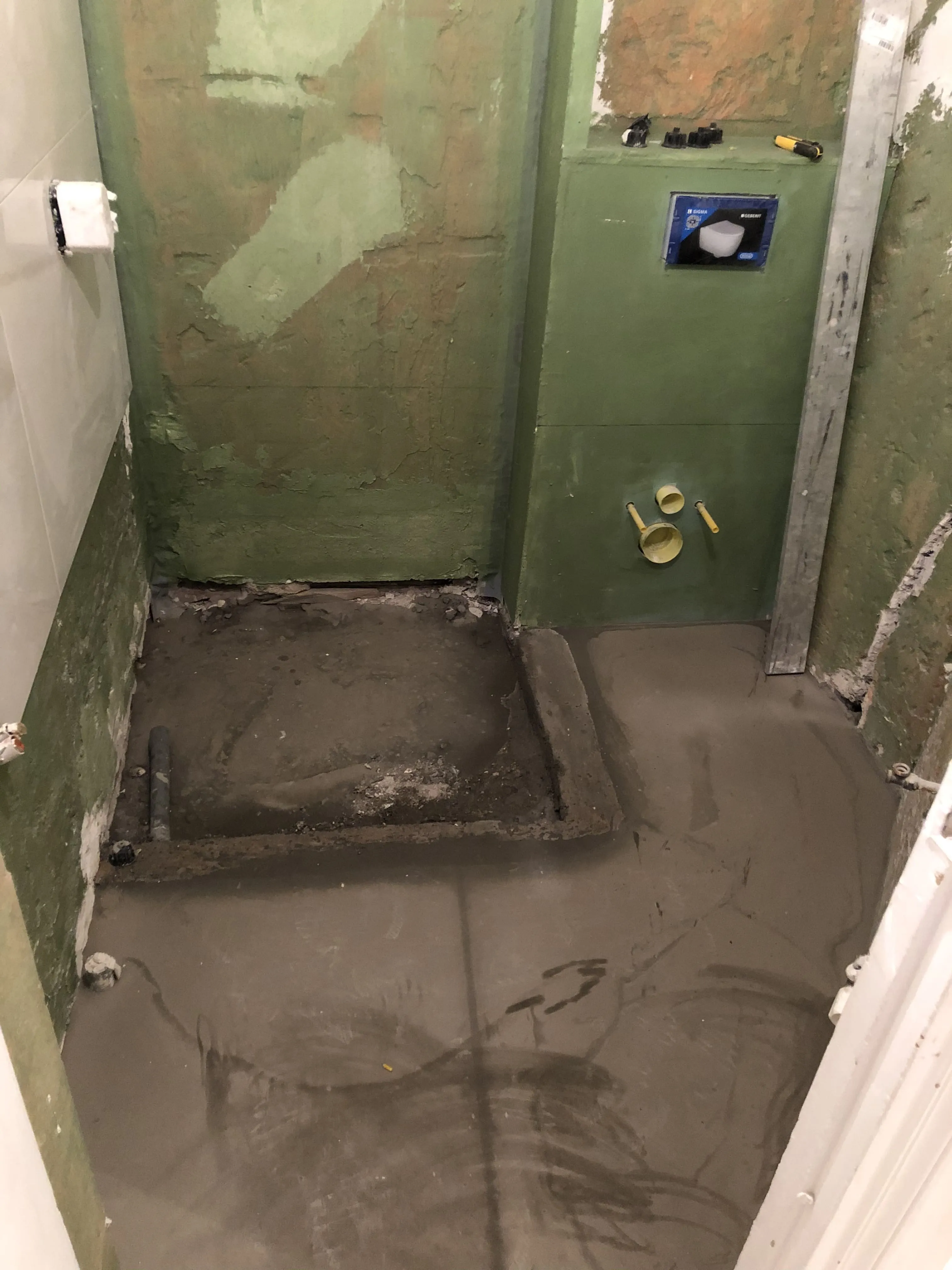 Salle de bain en construction