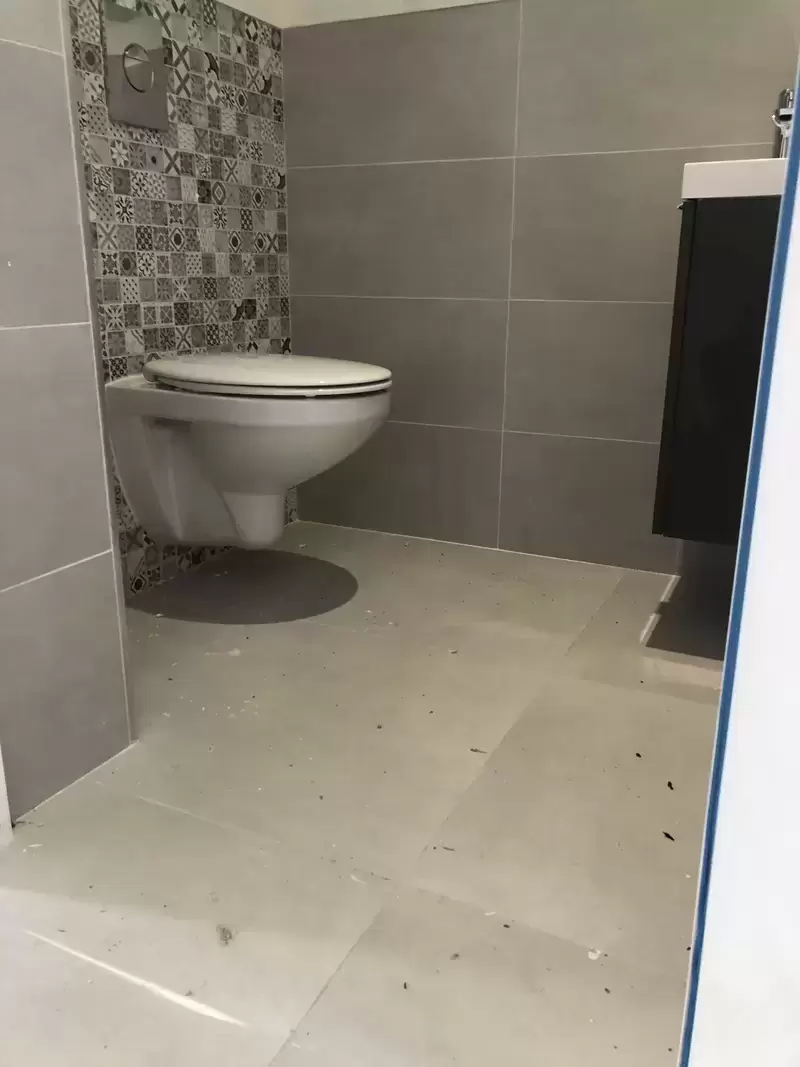 Toilette carrelage gris